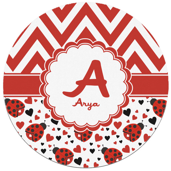 Ladybugs & Chevron Round Mousepad - APPROVAL