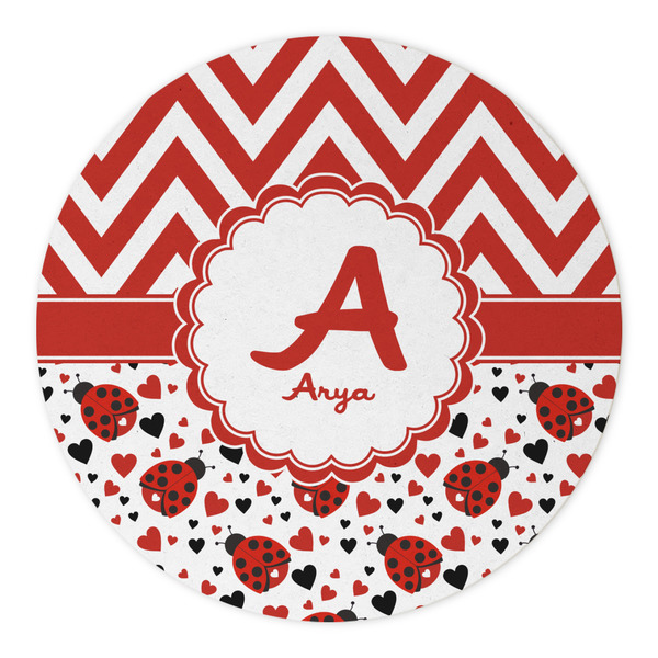 Ladybugs & Chevron Round Paper Coaster - Approval