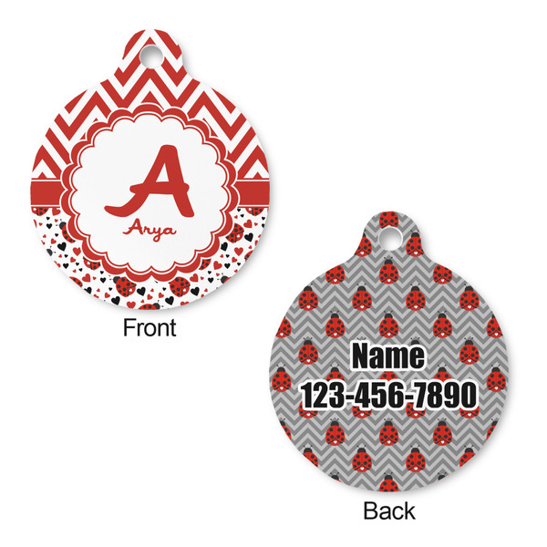 Ladybugs & Chevron Round Pet ID Tag - Large - Approval