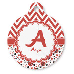 Ladybugs & Chevron Round Pet ID Tag (Personalized)