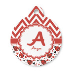 Ladybugs & Chevron Round Pet ID Tag - Small (Personalized)