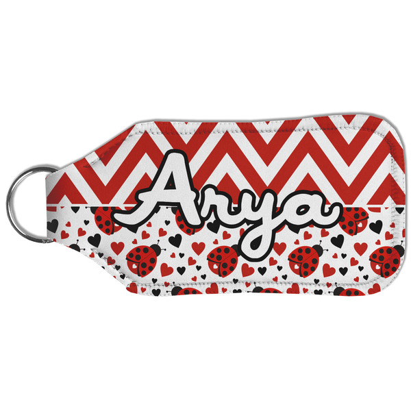 Ladybugs & Chevron Sanitizer Holder Keychain - Large (Back)