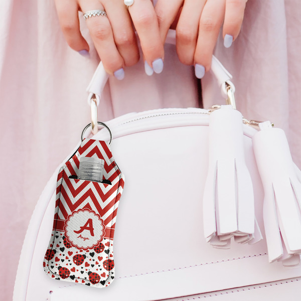 Ladybugs & Chevron Sanitizer Holder Keychain - Large (LIFESTYLE)