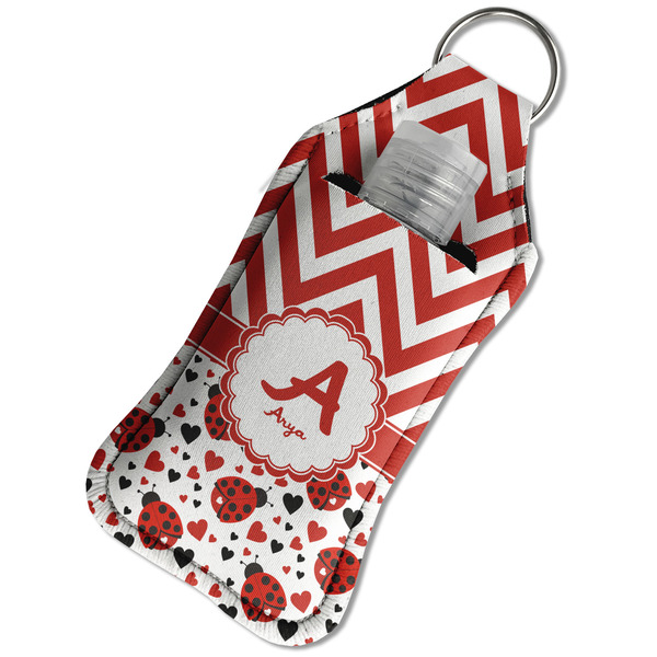 Ladybugs & Chevron Sanitizer Holder Keychain - Large in Case