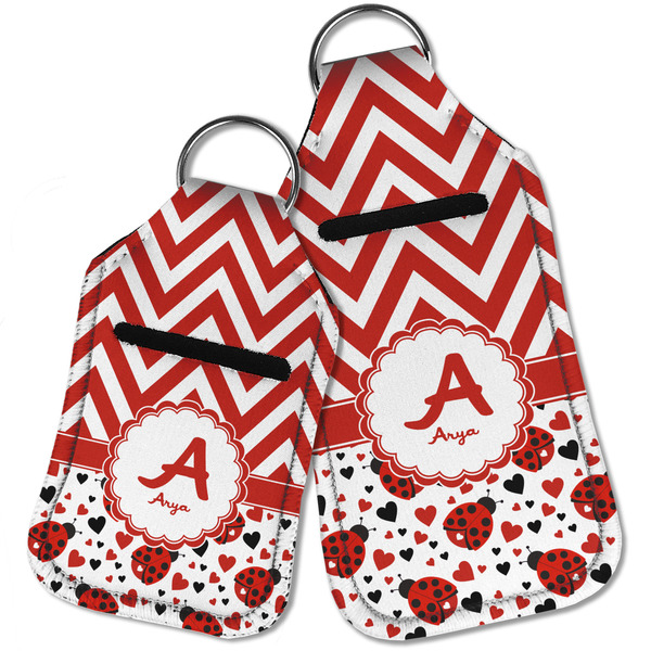 Ladybugs & Chevron Sanitizer Holder Keychain - Parent Main