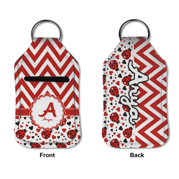 Ladybugs & Chevron Sanitizer Holder Keychain - Small APPROVAL (Flat)