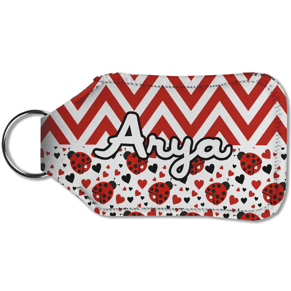 Ladybugs & Chevron Sanitizer Holder Keychain - Small (Back)