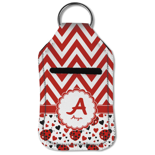 Ladybugs & Chevron Sanitizer Holder Keychain - Small (Front Flat)