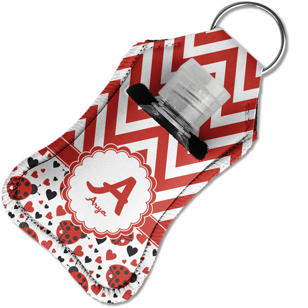 Ladybugs & Chevron Sanitizer Holder Keychain - Small in Case