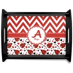 Ladybugs & Chevron Black Wooden Tray - Large (Personalized)