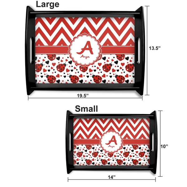 Ladybugs & Chevron Serving Tray Black Sizes