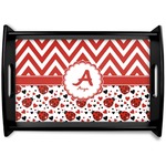 Ladybugs & Chevron Black Wooden Tray - Small (Personalized)