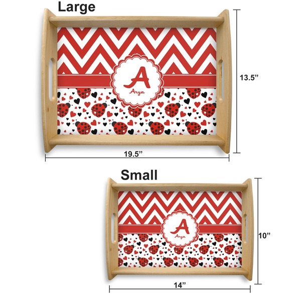 Ladybugs & Chevron Serving Tray Wood Sizes