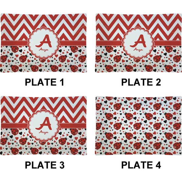 Ladybugs & Chevron Set of Rectangular Appetizer / Dessert Plates (Approval)