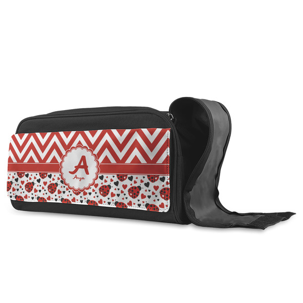 Ladybugs & Chevron Shoe Bags - ANGLE (Open)