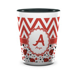 Ladybugs & Chevron Ceramic Shot Glass - 1.5 oz - Two Tone - Single (Personalized)