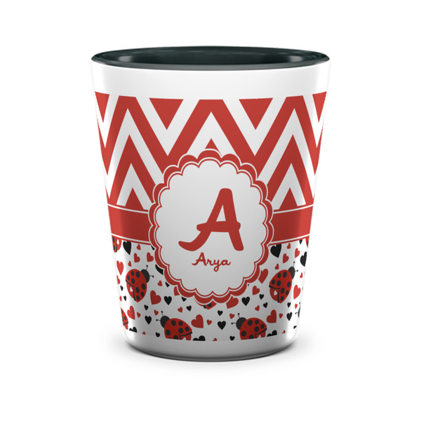 Ladybugs & Chevron Shot Glass - Two Tone - FRONT