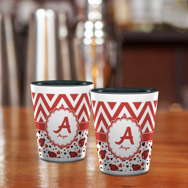 Ladybugs & Chevron Shot Glass - Two Tone - LIFESTYLE