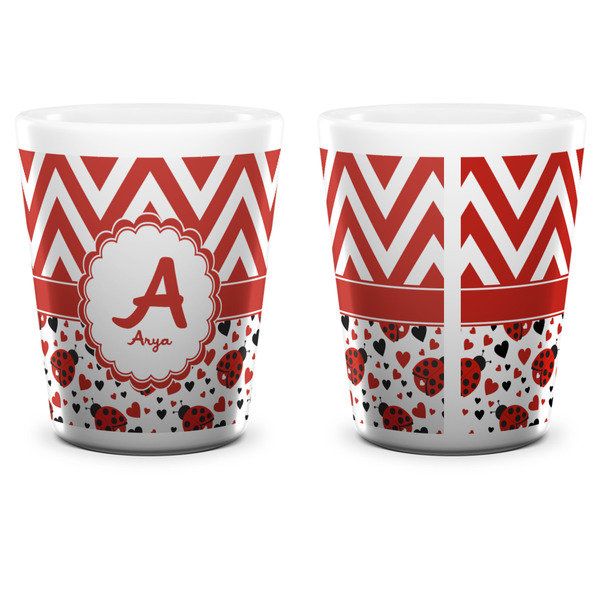 Ladybugs & Chevron Shot Glass - White - APPROVAL