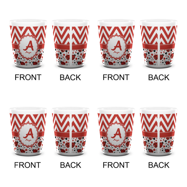 Ladybugs & Chevron Shot Glass - White - Set of 4 - APPROVAL
