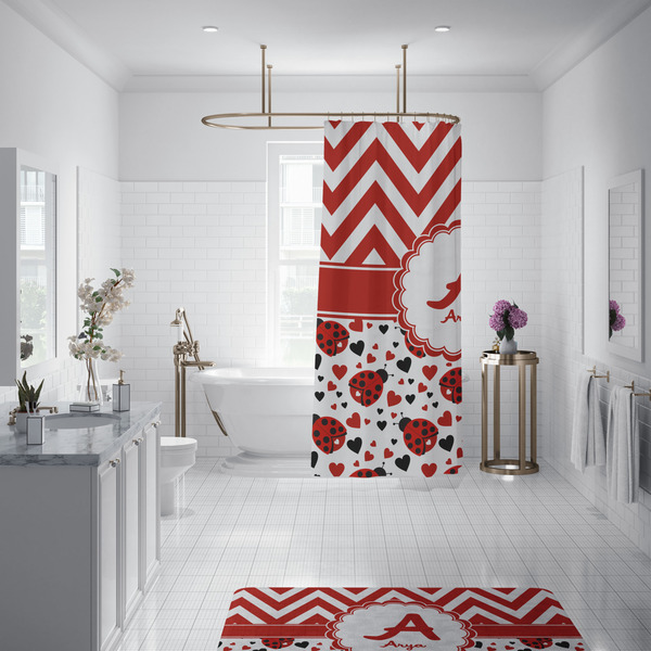 Ladybugs & Chevron Shower Curtain - 70"x83"
