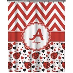 Ladybugs & Chevron Extra Long Shower Curtain - 70"x84" (Personalized)