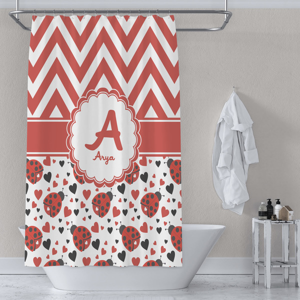 Ladybugs & Chevron Shower Curtain Lifestyle
