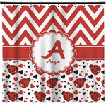 Ladybugs & Chevron Shower Curtain - Custom Size (Personalized)