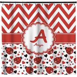 Ladybugs & Chevron Shower Curtain - Custom Size (Personalized)