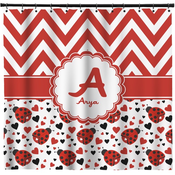 Custom Ladybugs & Chevron Shower Curtain (Personalized)