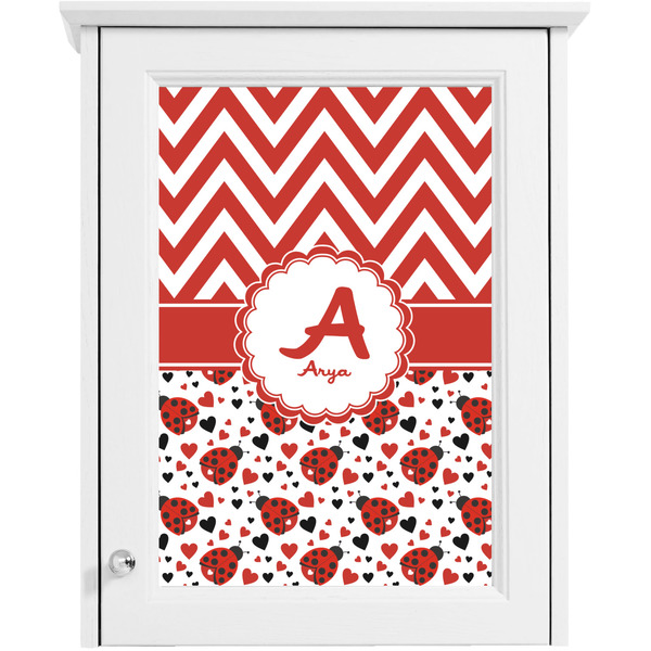 Ladybugs & Chevron Single White Cabinet Decal