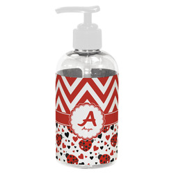 Ladybugs & Chevron Plastic Soap / Lotion Dispenser (8 oz - Small - White) (Personalized)