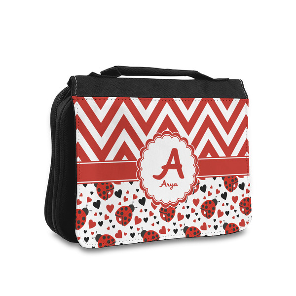 Custom Ladybugs & Chevron Toiletry Bag - Small (Personalized)