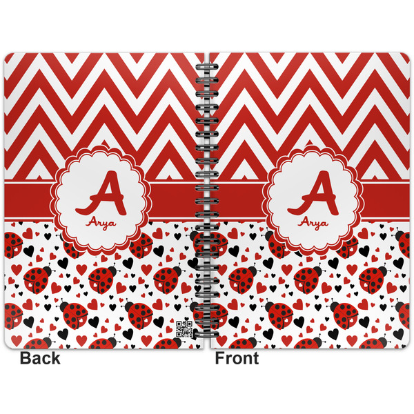 Ladybugs & Chevron Spiral Journal 7 x 10 - Apvl