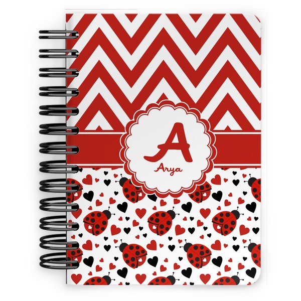 Custom Ladybugs & Chevron Spiral Notebook - 5x7 w/ Name and Initial