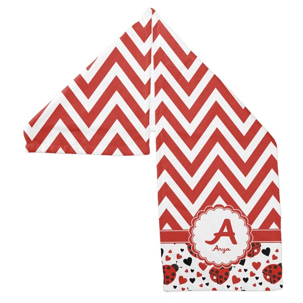 Ladybugs & Chevron Sports Towel Folded - Both Sides Showing