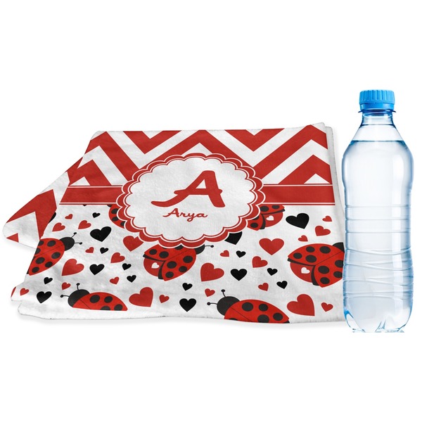 Custom Ladybugs & Chevron Sports & Fitness Towel (Personalized)