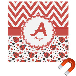 Ladybugs & Chevron Square Car Magnet - 6" (Personalized)