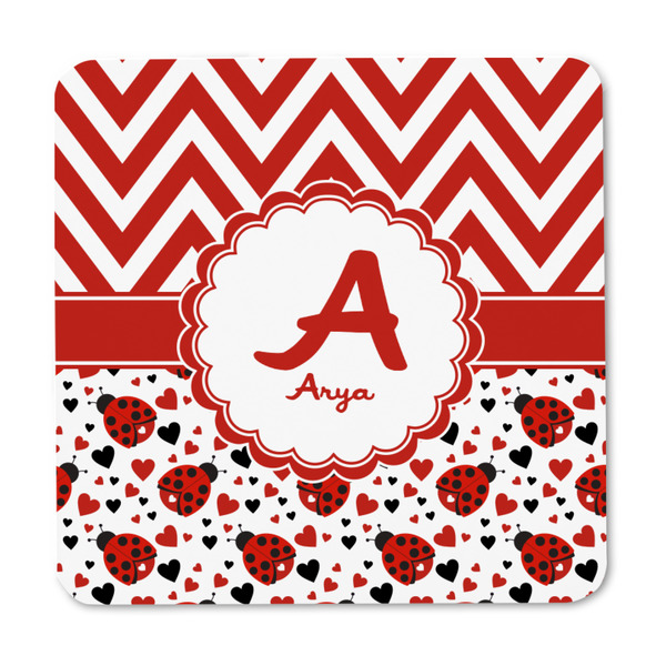 Ladybugs & Chevron Square Fridge Magnet - FRONT