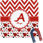 Ladybugs & Chevron Square Fridge Magnet (Personalized)