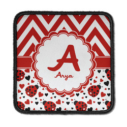 Ladybugs & Chevron Iron On Square Patch w/ Name and Initial