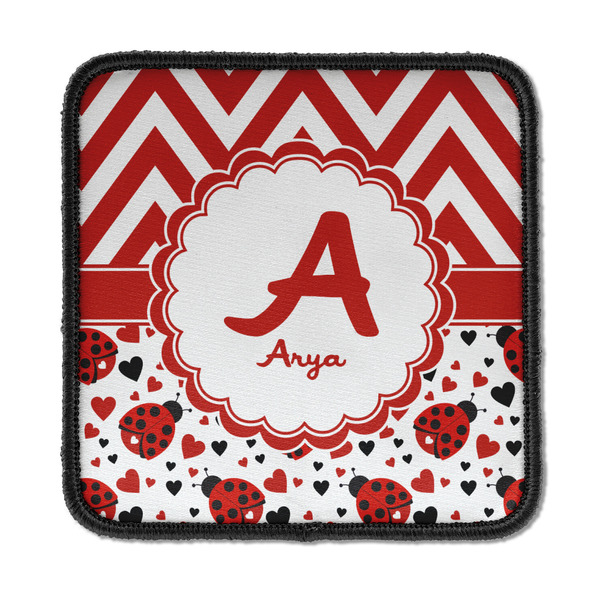 Custom Ladybugs & Chevron Iron On Square Patch w/ Name and Initial