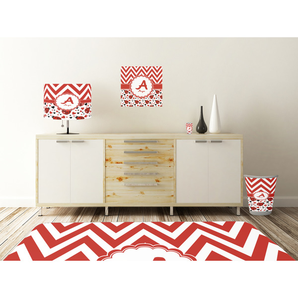 Ladybugs & Chevron Square Wall Decal Wooden Desk