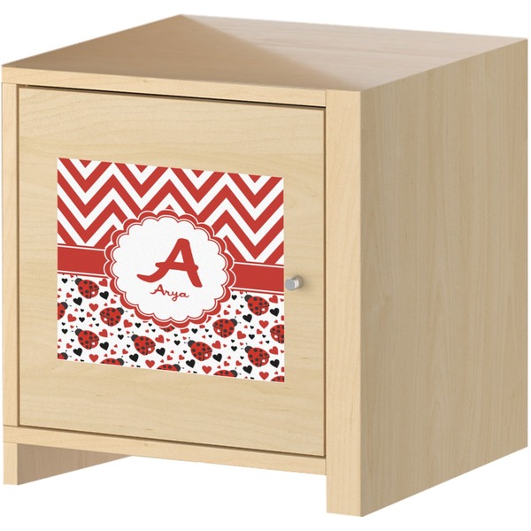 Ladybugs & Chevron Square Wall Decal on Wooden Cabinet