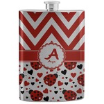 Ladybugs & Chevron Stainless Steel Flask (Personalized)