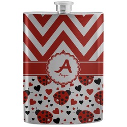 Ladybugs & Chevron Stainless Steel Flask (Personalized)