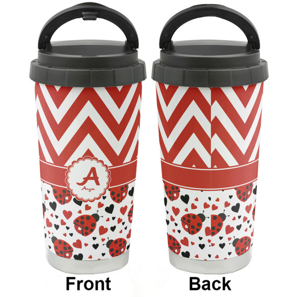 Ladybugs & Chevron Stainless Steel Travel Cup - Apvl