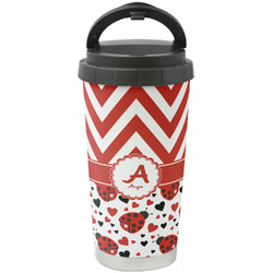Ladybugs & Chevron Stainless Steel Coffee Tumbler (Personalized)