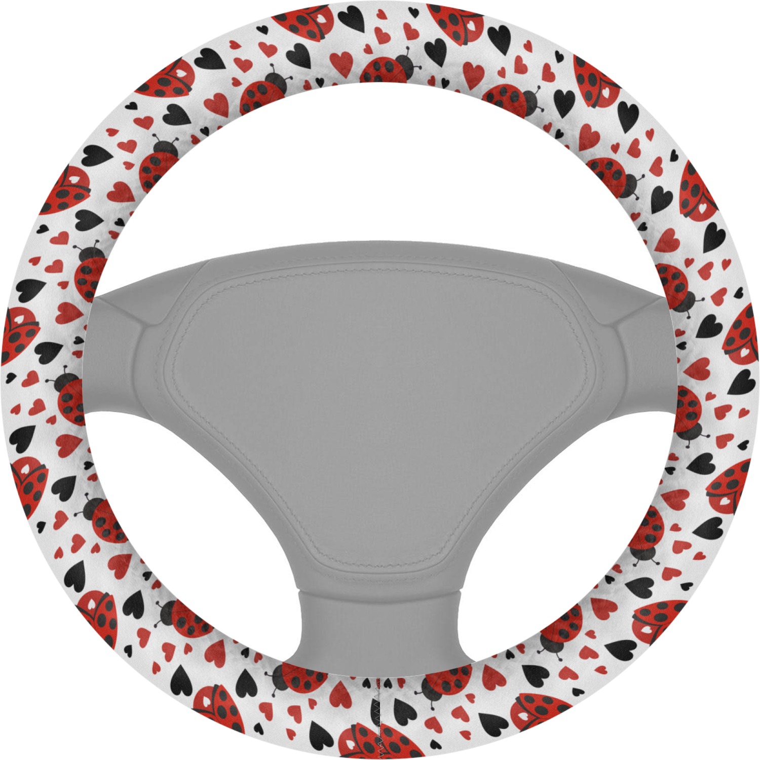 Forchrinse Cartoon Ladybug 14-Piece Car Interior Accessory Set - Seat Covers, Steering Wheel Cover & More