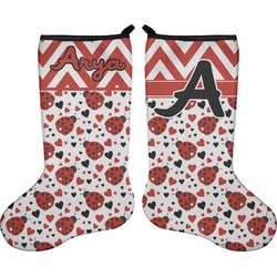 Ladybugs & Chevron Holiday Stocking - Double-Sided - Neoprene (Personalized)
